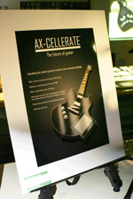 Design illustration of the "Ax-Cellerate" guitar with built-in touch screen. Rapid visualization illustration drawn in photoshop.