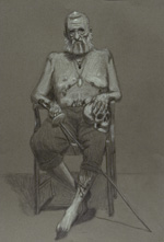 Portrait of an intriguing figure named Erl. Graphite on bristol.
